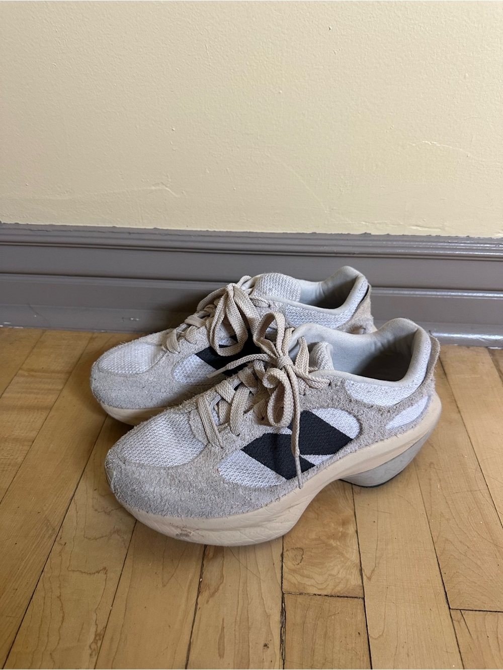 New Balance Beige and Black Suede Sneakers - Women's